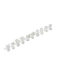 Silver Pearl & Pretty Motif Clip On Earrings 5-Pack - link has visual effect only