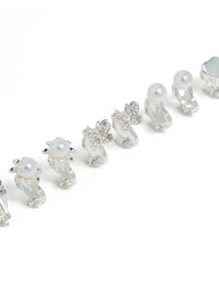 Silver Pearl & Pretty Motif Clip On Earrings 5-Pack - link has visual effect only