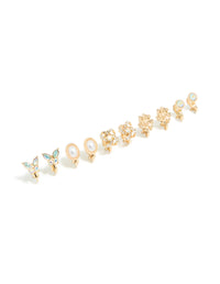 Gold Butterfly Clip On Earrings 5-Pack - link has visual effect only