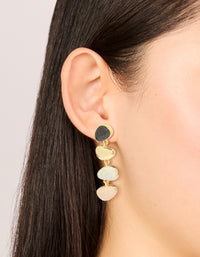 Gold Plated Pink & Cream Stone Statement Drop Earrings - link has visual effect only