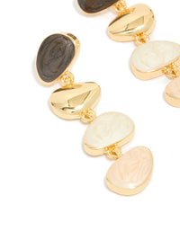Gold Plated Pink & Cream Stone Statement Drop Earrings - link has visual effect only