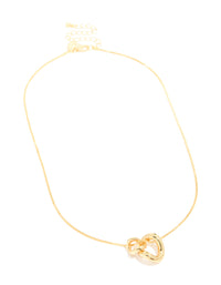 Designed with gold plated small double organic charm necklace featuring pendant front view - link has visual effect only