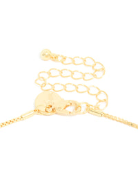A gold plated small double organic charm necklace with pendant clasp detail view - link has visual effect only