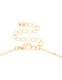 Presenting a gold plated necklace with cubic zirconia flower charm clasp detail view - link has visual effect only