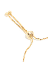 Gold plated cubic zirconia pavé toggle bracelet closure detail view - link has visual effect only