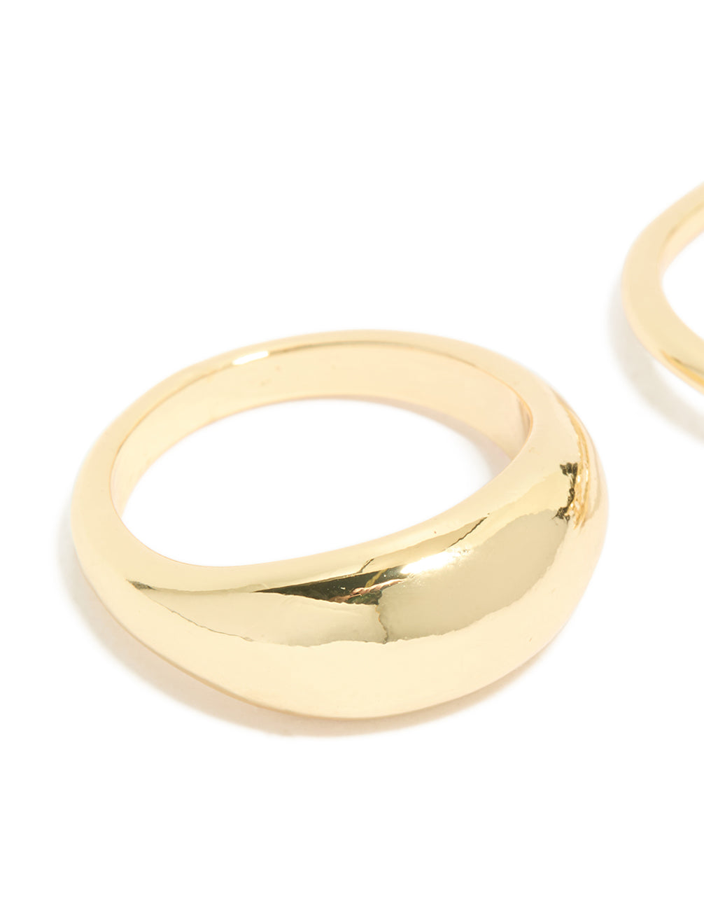 Highlighting gold plated cubic zirconia and chunky rings 3-pack featuring oval cut crystal in statement style side detail view