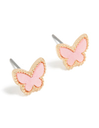 Gold Pink  Acrylic Butterfly Stud Earrings - link has visual effect only
