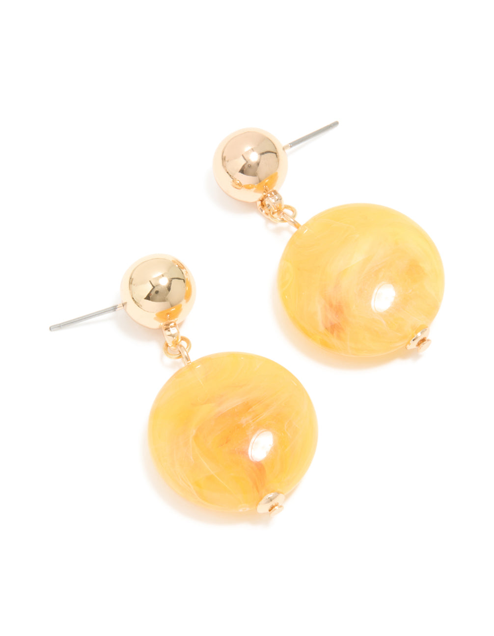 Gold & Yellow Marble Circle Drop Earrings