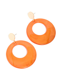 Gold Orange Marble Circle Drop Earrings - link has visual effect only