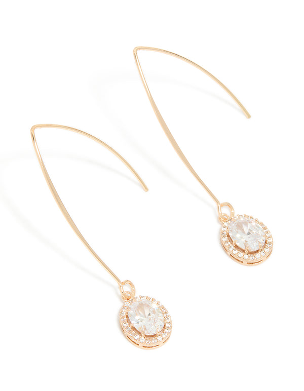 Gold Cubic Zirconia Dainty Circle Drop Earrings