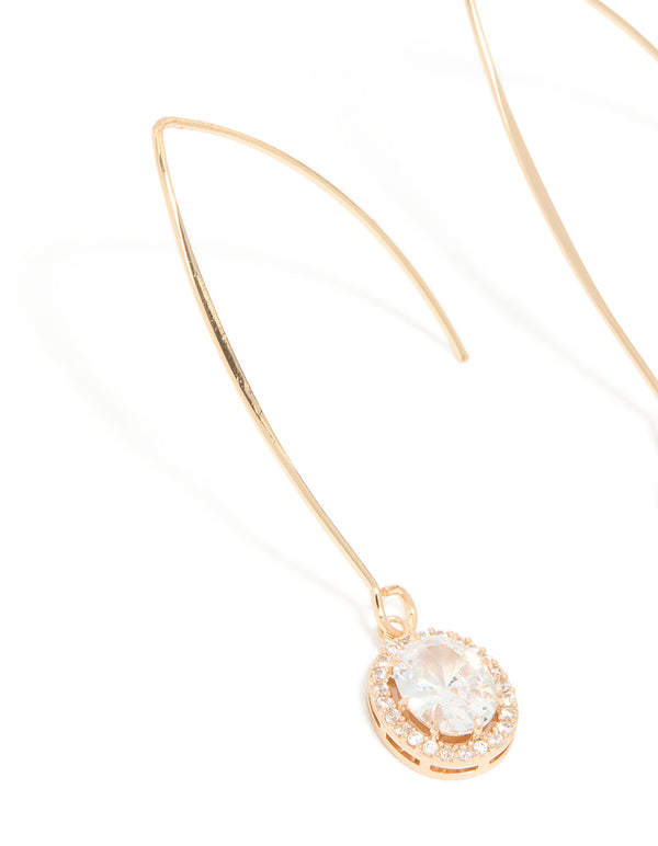 Gold Cubic Zirconia Dainty Circle Drop Earrings