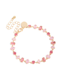 Gold Light & Hot Pink Cubic Zirconia Dainty Bracelet - link has visual effect only