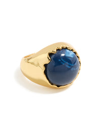 Gold Plated Oversized Blue Jewel Ring - link has visual effect only