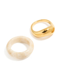 Waterproof Gold Plated Stainless Steel & Acrylic Stacking Rings 3-Pack - link has visual effect only