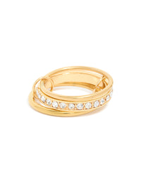 Waterproof Gold Plated Stainless Steel Cubic Zirconia Mini Loop Stacking Ring - link has visual effect only