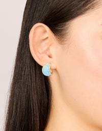 Gold Blue & Brown Enamel Bubble Hoop Earrings 3-Pack - link has visual effect only