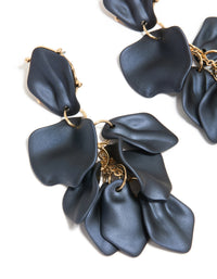 Navy Blue Coated Metal Flower Petal Drop Earrings - link has visual effect only