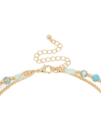 Gold Tassel & Blue Beaded Layered Necklace - link has visual effect only