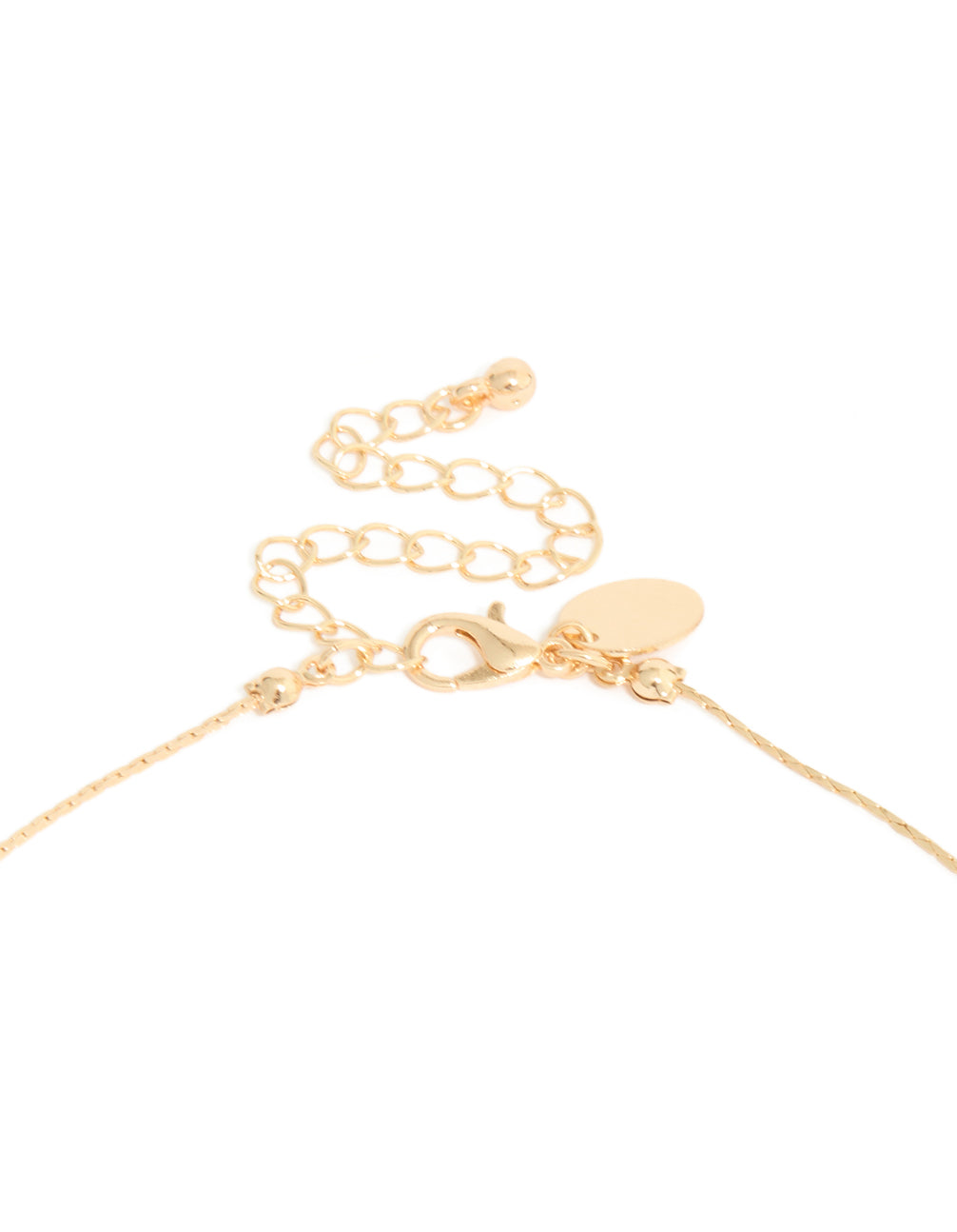 Crafted with a gold long blue beaded necklace featuring textured balls and statement style clasp detail view