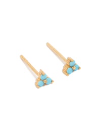 Gold Plated Sterling Silver Blue Flower Stud Earrings - link has visual effect only