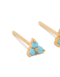 Gold Plated Sterling Silver Blue Flower Stud Earrings - link has visual effect only