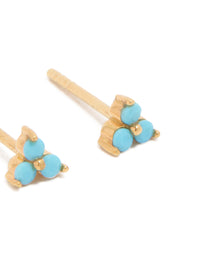 Gold Plated Sterling Silver Blue Flower Stud Earrings - link has visual effect only