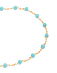 Gold Plated Sterling Silver Blue  Enamel Station Beaded Bracelet - link has visual effect only