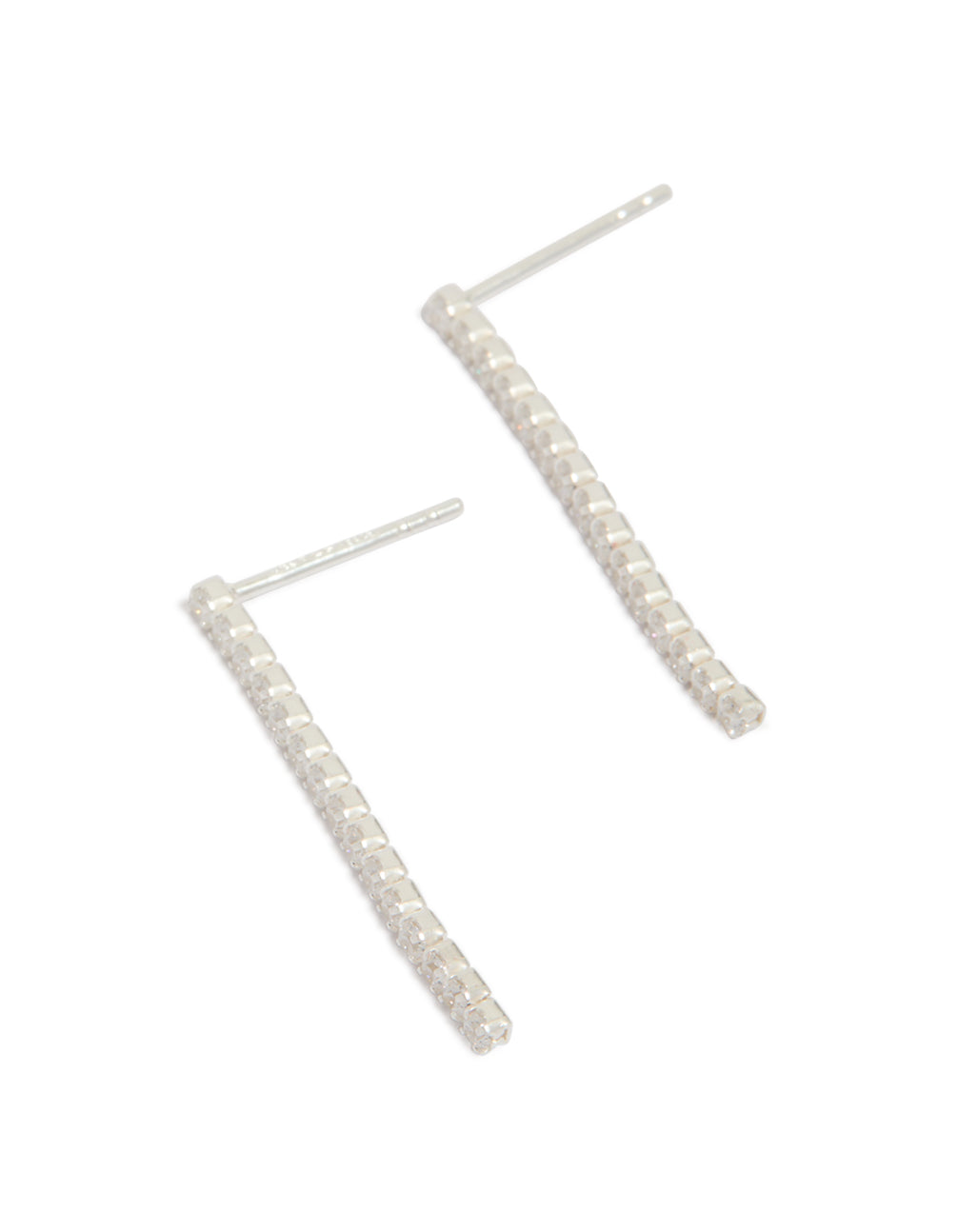 Showcasing sterling silver cubic zirconia drop earrings in clear stone front view