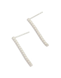 Showcasing sterling silver cubic zirconia drop earrings in clear stone front view - link has visual effect only