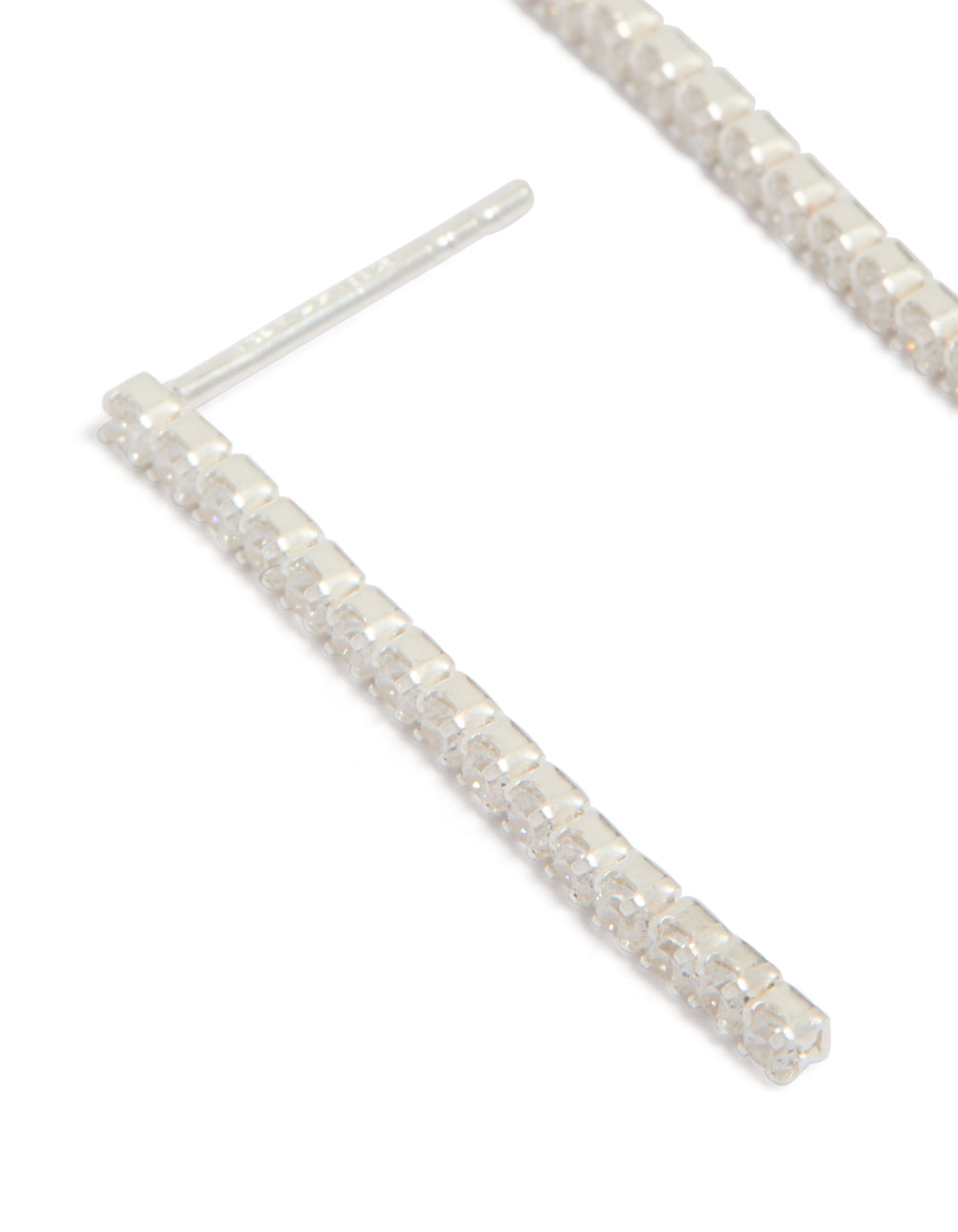 Elegant sterling silver cubic zirconia drop earrings in clear stone close up view
