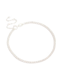 Elegant sterling silver tennis bracelet featuring cubic zirconia stones front view - link has visual effect only
