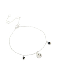 Sterling Silver Cubic Zirconia Yin & Yang Charm Bracelet - link has visual effect only
