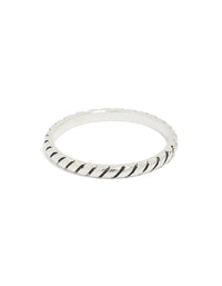 Showcasing a textured sterling silver statement ring with black enamel detailing front view - link has visual effect only