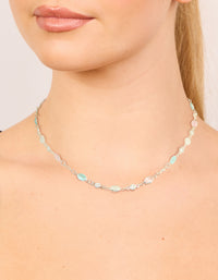 Silver Plated Pink & Blue Cubic Zirconia Mixed Oval Necklace - link has visual effect only