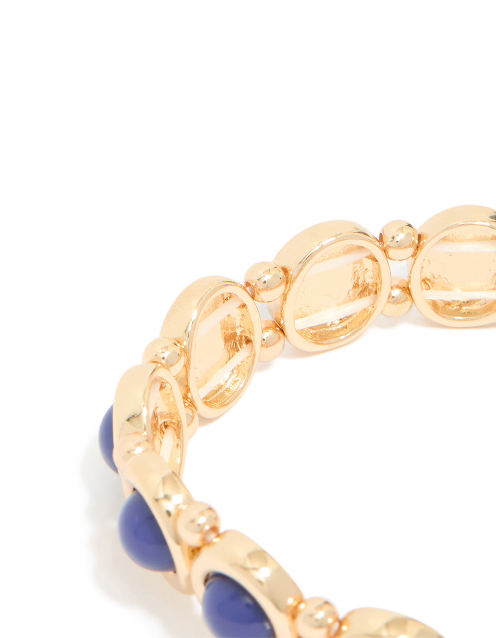 Gold Blue Organic Shape Stretch Bracelet