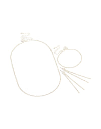 Silver Diamante Tennis Bracelet, Earrings & Necklace Pack - link has visual effect only