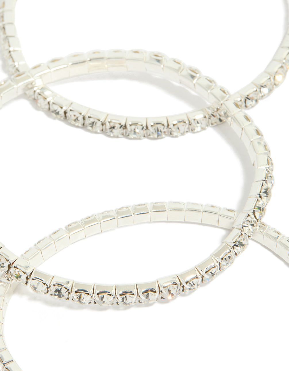 Silver Diamante Stretch Bracelets 8-Pack