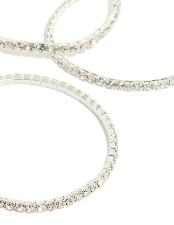 Silver Diamante Stretch Bracelets 8-Pack