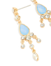 Gold Plated Blue Cubic Zirconia Drop Detail Earrings - link has visual effect only