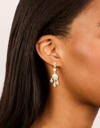 Gold Plated Green & Blue Cubic Zirconia Drop Earrings - link has visual effect only