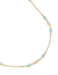 Gold Plated Blue Cubic Zirconia Oval Stone Necklace - link has visual effect only
