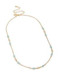 Gold Plated Blue Cubic Zirconia Oval Stone Necklace - link has visual effect only