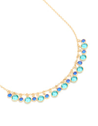 Gold Plated Light & Dark Blue Cubic Zirconia Circle Pendants Necklace - link has visual effect only
