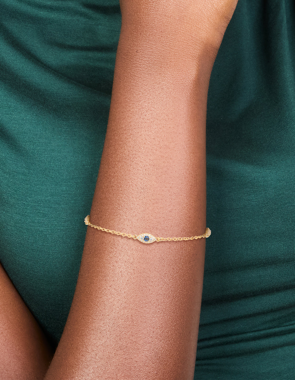 Gold Plated Cubic Zirconia Evil Eye Trio Bracelet