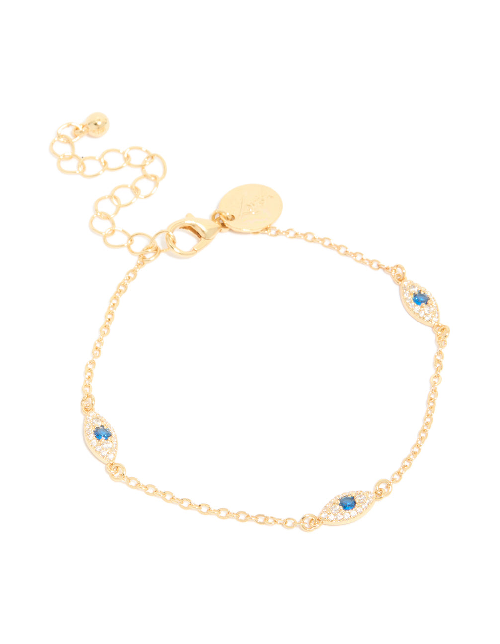 Gold Plated Cubic Zirconia Evil Eye Trio Bracelet