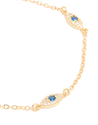 Gold Plated Cubic Zirconia Evil Eye Trio Bracelet - link has visual effect only