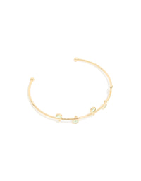 Gold Plated & Green Cubic Zirconia Wrist Cuff - link has visual effect only