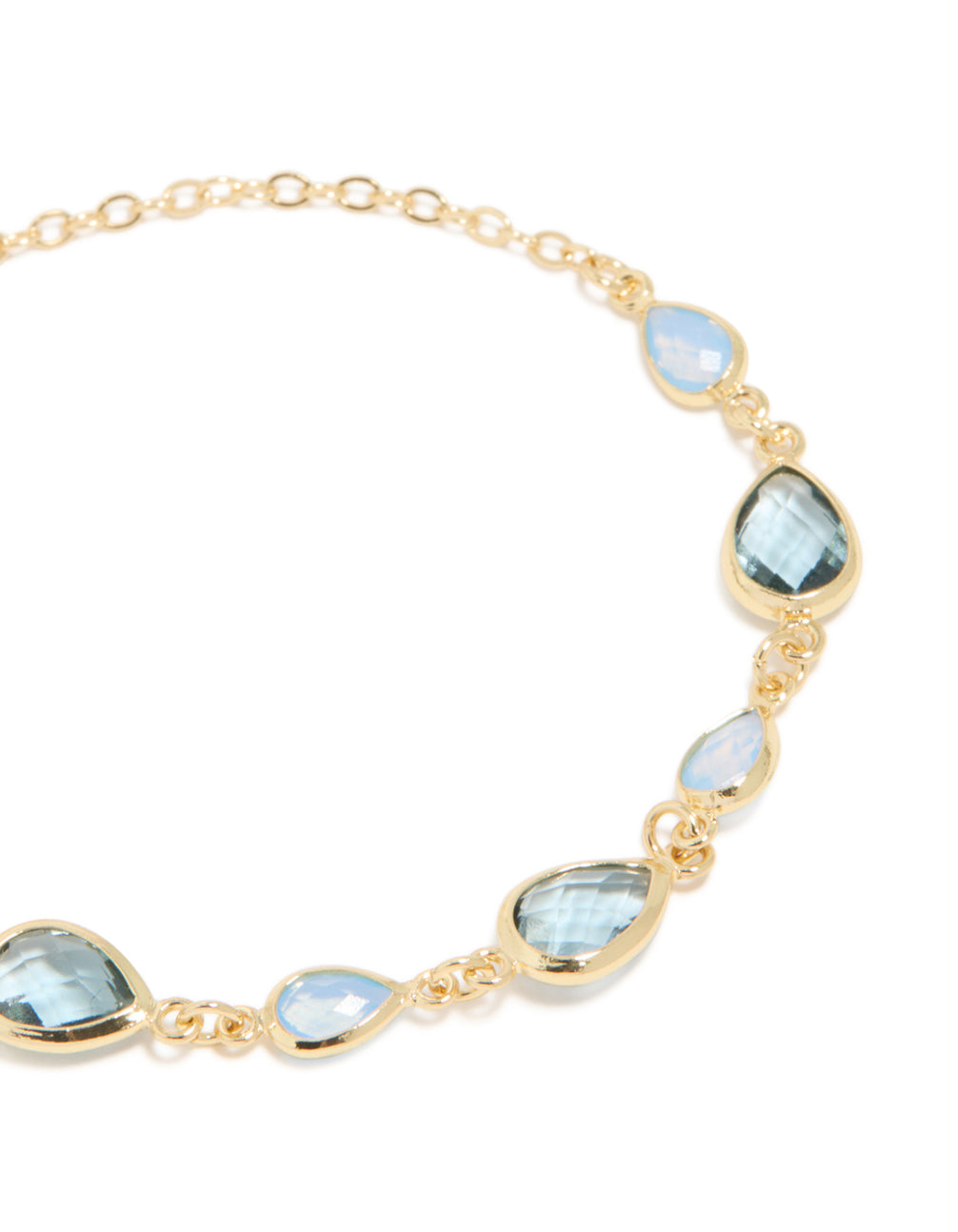 Gold Plated Deep Blue Cubic Zirconias  Large Toggle Bracelet