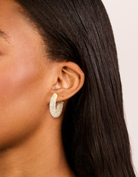 Gold Diamante Small Hoop Earrings - link has visual effect only