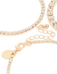 Gold Diamante Tennis  Bracelets 3-Pack - link has visual effect only